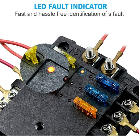 Upgraded 6-Way Fuse Box Blade Fuse Block Holder Screw Nut Terminal With Dual Positive Busbar Max 200 Amp Per Panel LED Indicator Waterpoof Cover for Automotive Car Marine Boat Upgraded 6-Way Fuse Box Blade Fuse Block Holder Screw Nut Terminal With Dual Positive Busbar Max 200 Amp Per Panel LED Indicator Waterpoof Cover for Automotive Car Marine Boat
